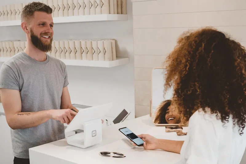 Customer receiving curated shopping delivery from personal shopper